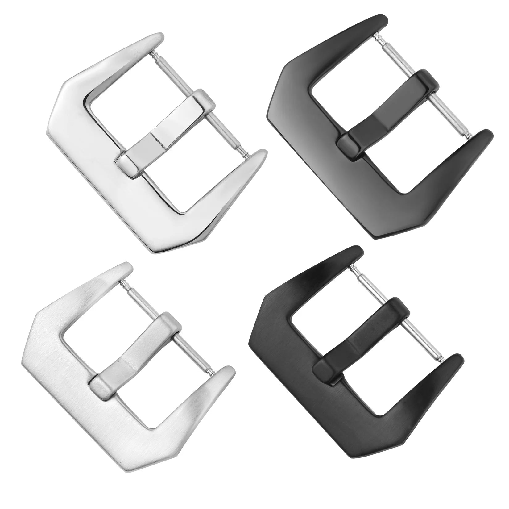 Yunse Fashion Heavy Duty Stainless Steel Watch Strap Pin Buckle Breathable Waterproof Custom Engraving Logo Black/Silver Sizes