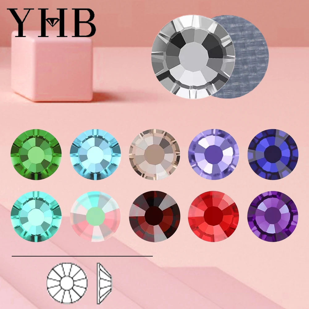 YHB 128-153 HF High Quality 12cut Top Hotfix Flatback With Glue Rhinestones for Bags Shoes Garment Phone DIY Nail Art Rhinestone