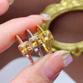 Classic 925 Sterling Silver 18k Rose Gold Plated Natural Citrine Solitaire Engagement Wedding Ring with Prong Setting