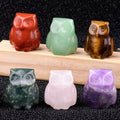 1 Inch Mini Owl Sculpture Agate Crystal Carved from Jade with Engraving Amethyst Tiger Eye Stone Home Decor Great Gift Idea