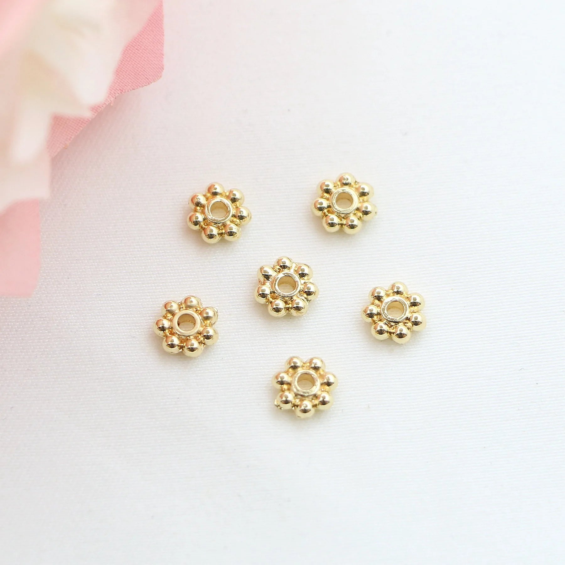 Versatile Gold Round Partition Copper Glossy Handmade Jewelry Findings Bracelet Necklace Spacer Beaded Material Accessories