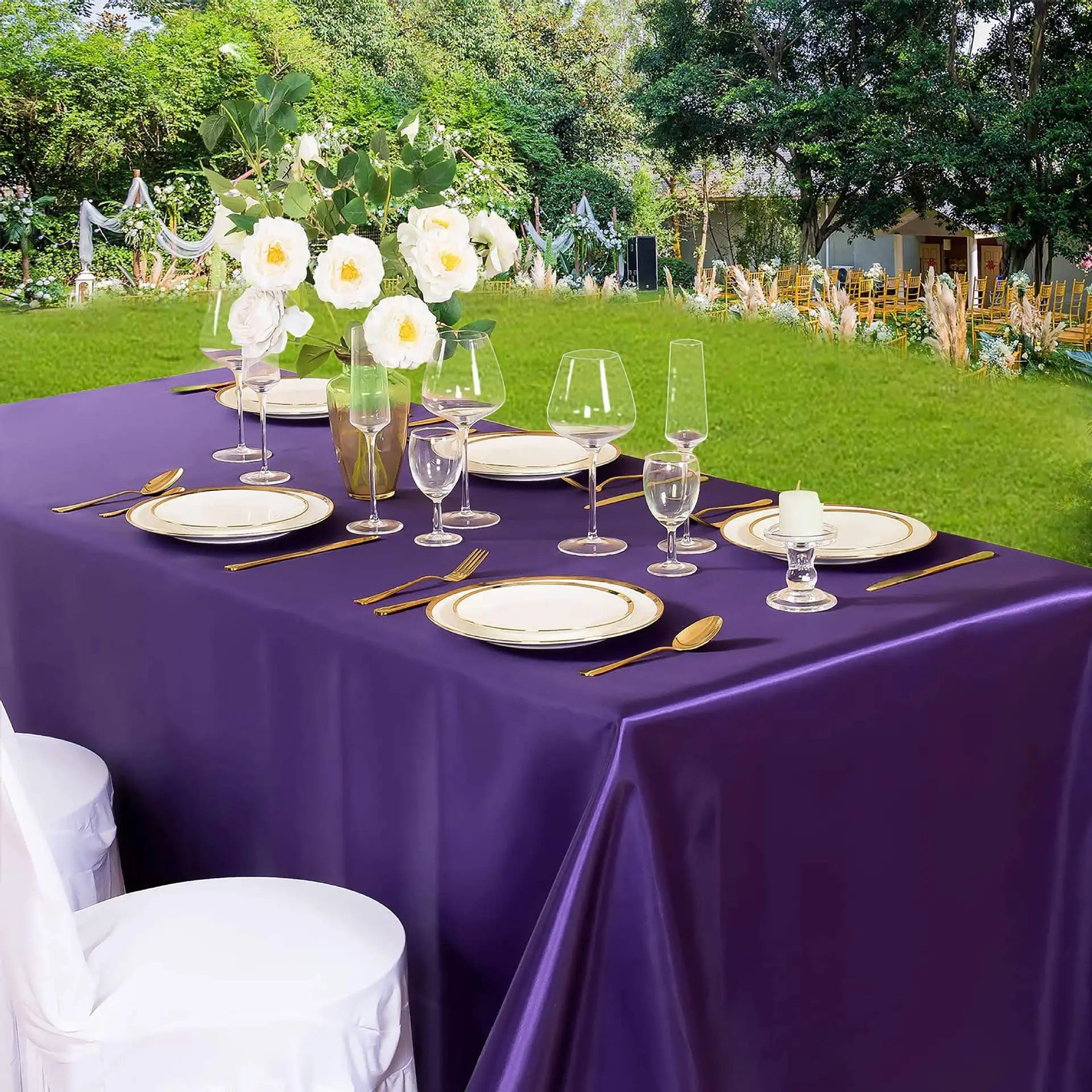 Modern Shimmerstar Handmade Disposable Solid Color Square Plant Pattern Satin Tablecloth for Wedding Banquet Home Use