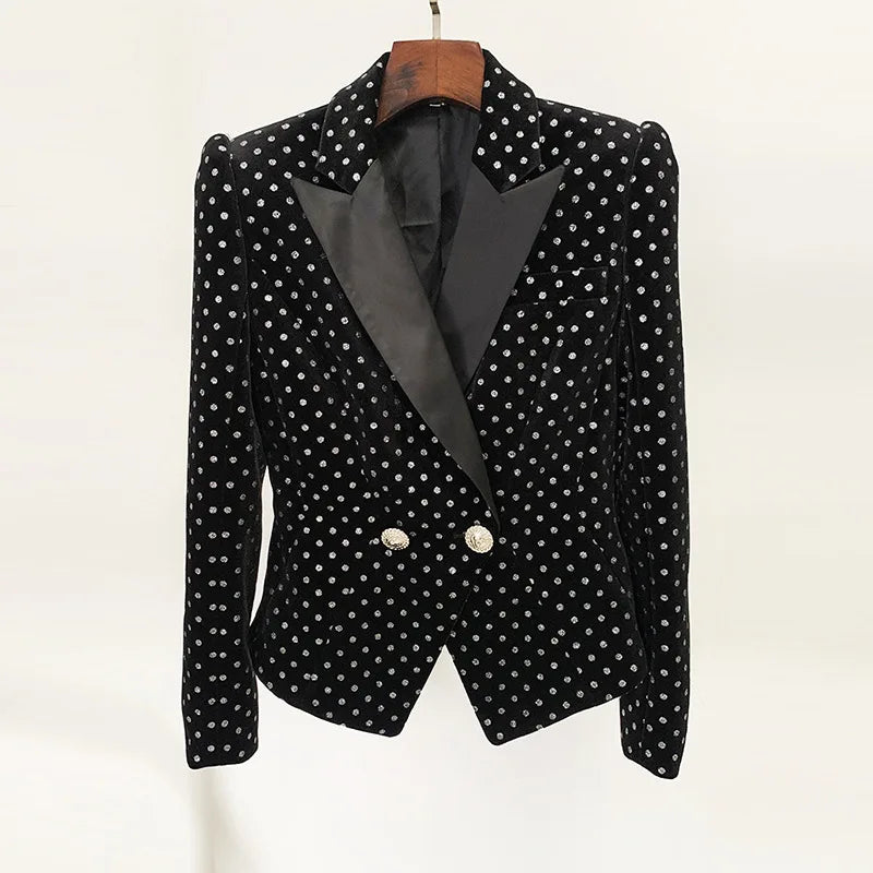 2025 Autumn Winter Collection Breathable European American Star Fashion Lion Button Slim Fit Worsted Knitted Blazer Vintage