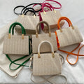 New Fashion Lady Beach Straw Bag Zip Summer Handbag Eco Friendly Handmade Woven Tote Bag Knitted Women Purse