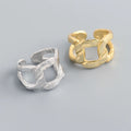 Unique Design S925 Sterling Silver 18K Gold Plating Wide Concave-convex Surface Ring Jewelry for Women TYJ0305