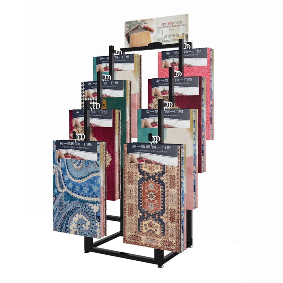 Hot Sale Modern Metal Display Rack Stand for Retail Clothing Supermarket Scarf Shawl Carpets Floor Rugs Sample Textile Fabric