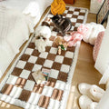 Premium Comfortable Cream-colored Large Plaid Rectangle Pet Dog Mat Bed Couch Cover Furniture Protector Mats for Cats Dogs