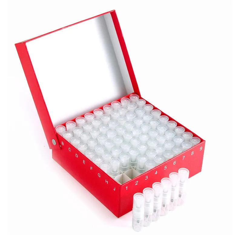 81pcs 1ml Clear Glass Mini Spray Vial Bottle with Pump Sealer Cryogenic Freezing Cardboard Tube Package Box