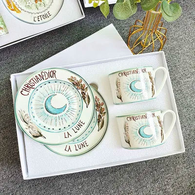 Best Selling European Luxury Moon Collection Restaurant Set Ceramic Cup Saucer