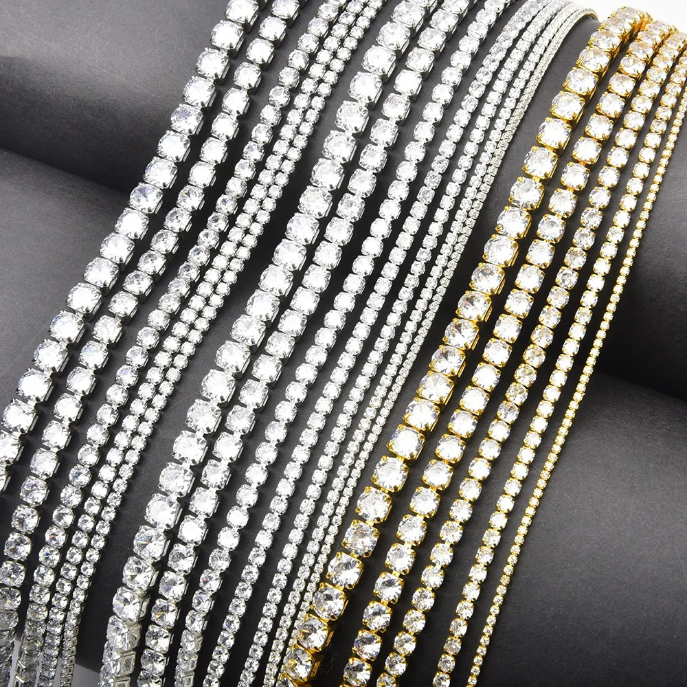 Basic Color Zircon Cup Chain Dense Claw Crystal Rhinestone Chain DIY Decoration Bracelet Jewelry Clothing Accessories