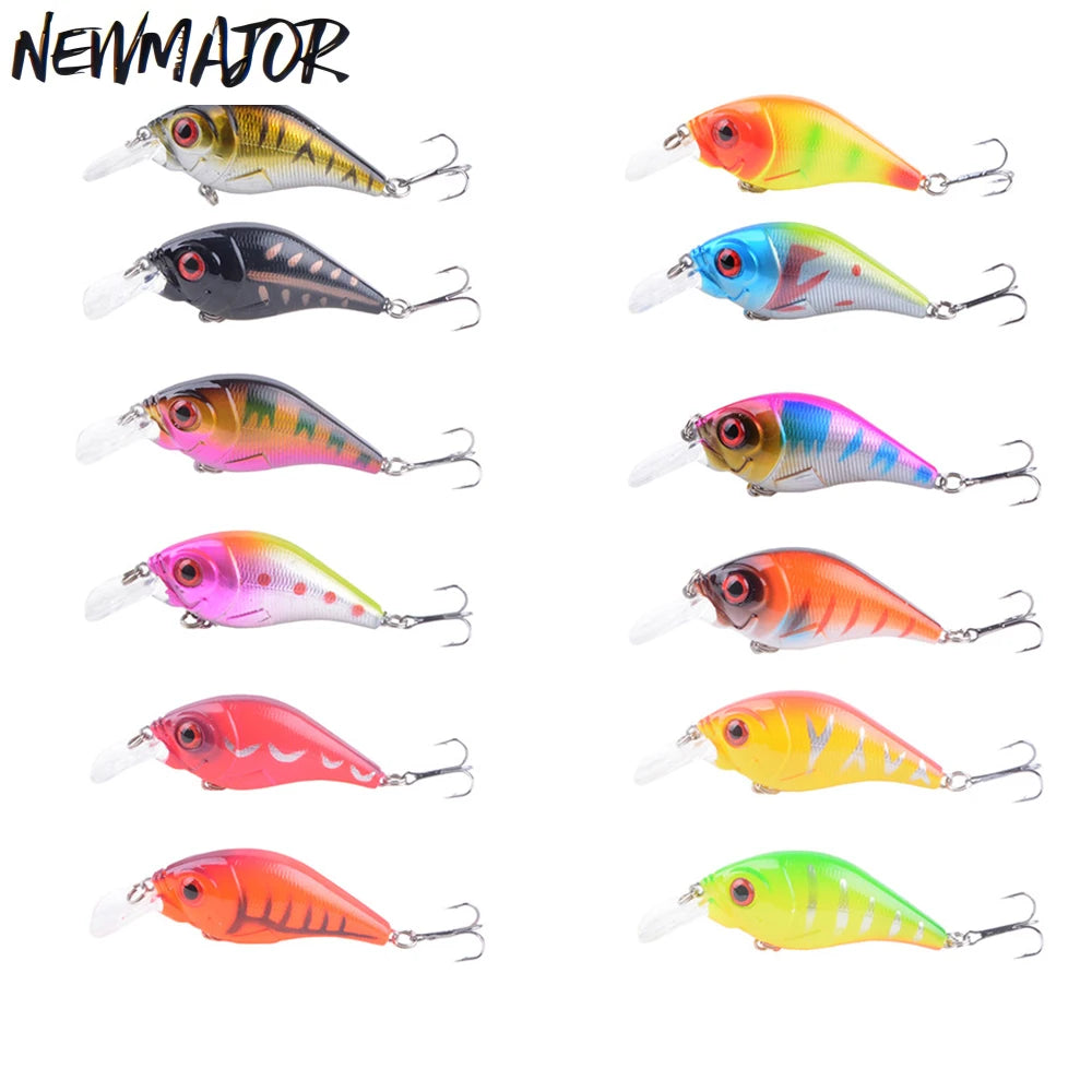 NEWMAJOR Printed Crankbait 7.5cm 12g Wobler Topwater ABS Fishing Lure Jigging Black Minnow Artificial Carp Fishing Hard Bait