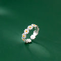 Temperament Jewelry Adjustable Open Ring Delicate Everyday Ring Silver Small Daisy Flower Rings for Women