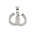 Popular Stainless Steel Crystal Princess Cut Charm Gold Plated Horseshoe Pendant Necklace Link Chain-Gift for Party Occasions