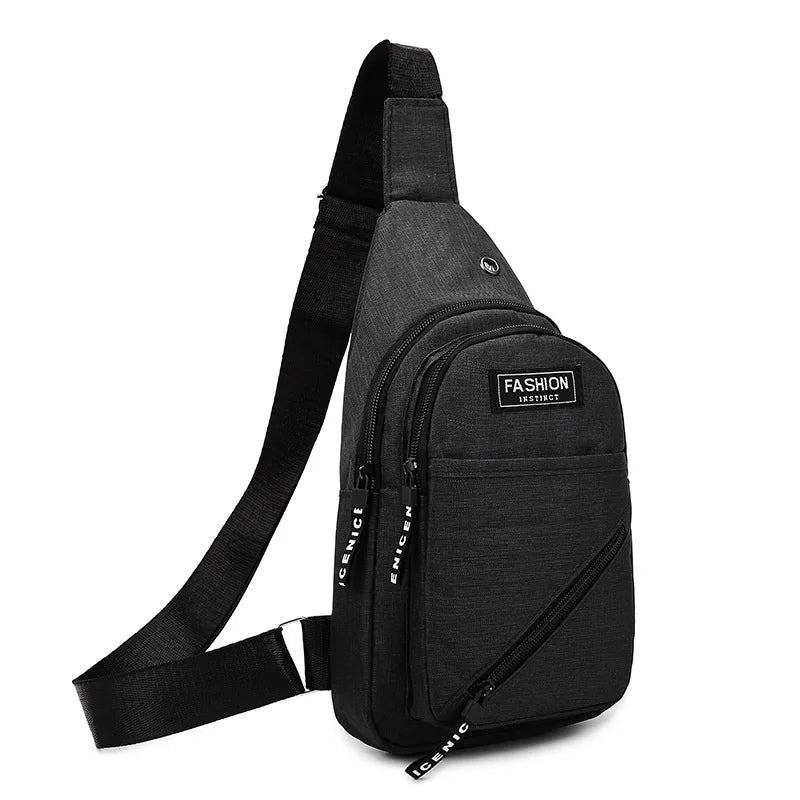 Customized Waist Sling Bag Multipurpose Waterproof Nylon Large Capacity USB Fitness Chest Bag Fanny Pack Messenger for Men Sport
