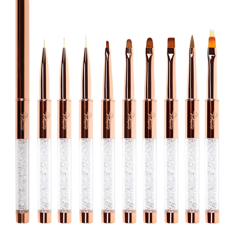 Wholesale 100% Pure Kolinsky Hair Germany Plastic Acrylic Nail Art Brushes UV Gel Nail Painting Tool 8pcs Aoqi Brand