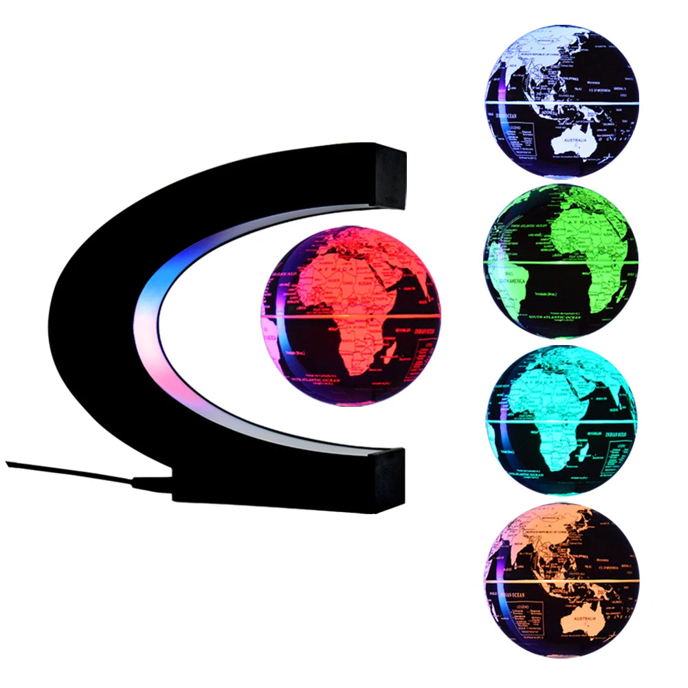 Lamp Light Illuminated Globe C Shape Magnetic Levitation Floating World Globe with Earth Map Globe