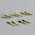 NEW Wholesale Fashion Jewelry 925 Sterling Silver square Zircon Cone Dangle Gold Plated Stud Earring Jewelry for Women
