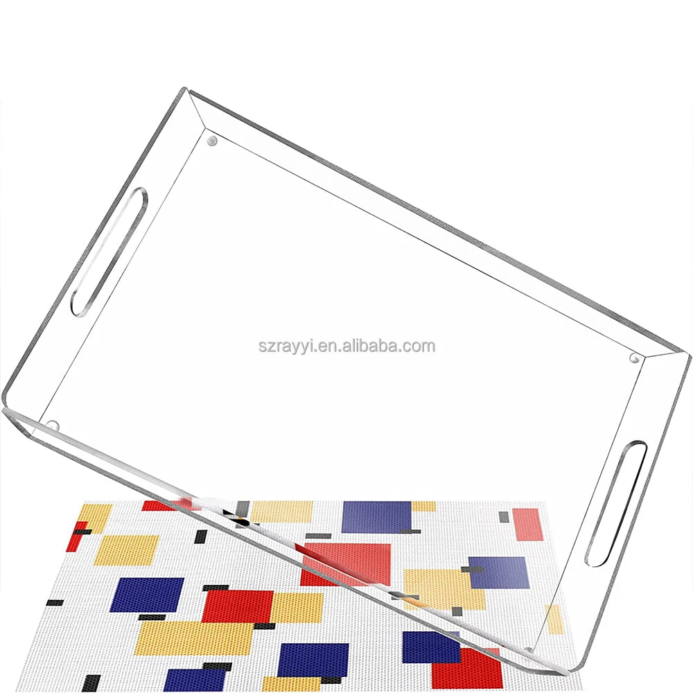 RAY YI Custom crystal clear acrylic decorative serving tray with insert wholesale