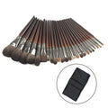 Custom Professional 24-Piece Makeup Brush Set with Natural Hair Wood Handles Private Label Option Includes Eyebrow Pencil