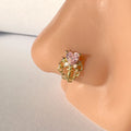 Handmade 14K Plated Copper With Pink Heart Zircon Nose Cuff Hot Sales Clip on Nose Clip None Piercing Jewelry