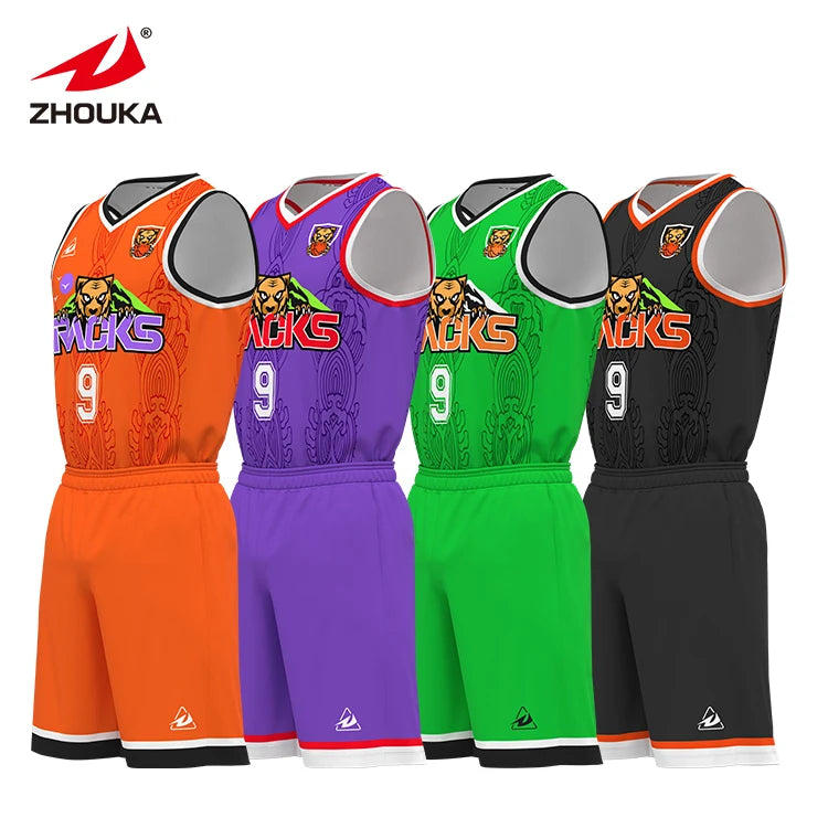ZHOUKA Custom Reversible Basketball Vest Uniforms Fast Dry Plus Size Basketball Jersey Breathable Set Style
