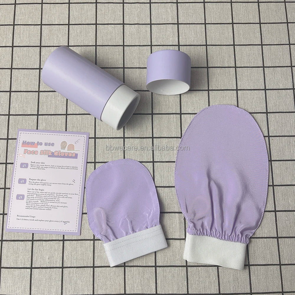 Custom Logo Low MOQ Turkish Silk Exfoliating Mitt Deep Cleansing Exfoliation Bath Gloves Body Scrub Mitt Removes Dead Skin