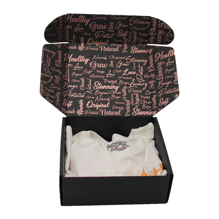 Custom logo Printed Black Foldable Express Clothing Packaging Mailer Box Shoes Corrugated Packaging Paper Shipping Boxes