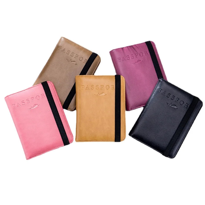 2025 Wholesale Fashion Custom Design Unique Funny Genuine Leather RFID Passport Covers Holder with Elastic Band Closed