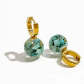 Wholesale 18K Gold Plated 316L Stainless Steel Transparent Resin Blue Howlite Water Resistant Trendy Unisex Earrings Fashion