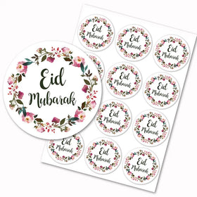 Dropshiping 12 Dots Eid Mubarak Glitter Flowers Sticker Ramadan Sticker Set Gift Tag Stickers for Islamic Muslim Party Supply