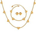 Hot Selling Women's Gold Plated Stainless Steel Heart-shaped Shell Fashion Jewelry Set Necklace Bracelet Earrings