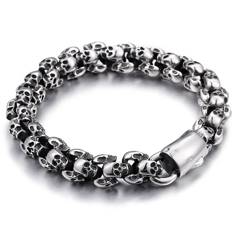 Retro Mens Skull Accessories Chain Stainless Steel Bracelet Pulseras Hombre Punk Man Jewelry Vintage Men Titanium Bracelets