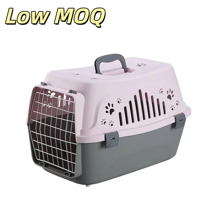 Small Portable Plastic air Transport case Breathable Comfortable Pet Flight case Pet Cage Travel Carrier Outdoor Dog Kennel MegaBDM
