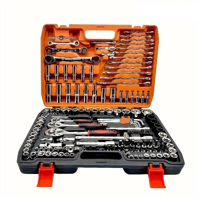 151pcs CR-V Hand Tools for Car Auto Repair 1/4-Inch Socket Set Ratchet Torque Wrench Combo for Home Use OEM Customizable Support