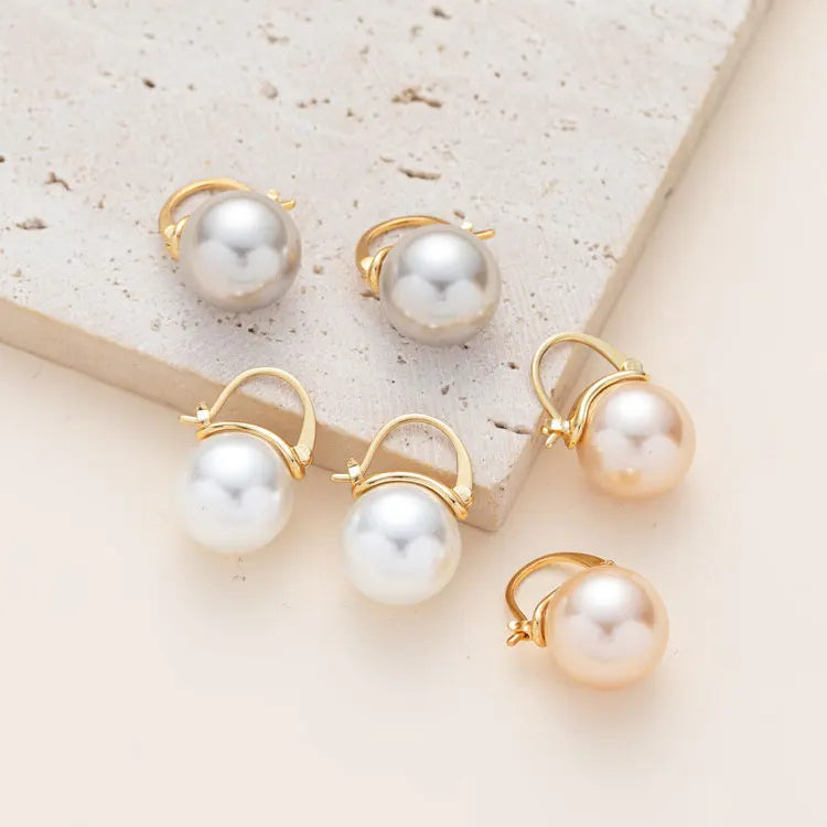 SC 2023 Fashion Real Gold Plated Huggie Earrings Jewelry High Grade Luxury Korean Big Pearl Drop Earrings for Women