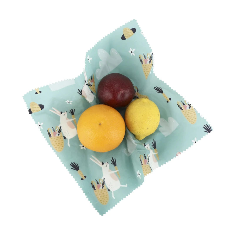 Reusable Eco Friendly Printed Cotton Beeswax Wrap Sustainable Biodegradable 3-Piece for Kitchen Use Food Packaging Sandwich Wrap