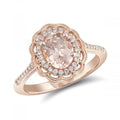 New Arrival Vintage S925 Rose Gold Natural Morganite Halo Flower Bezel Cz Ring Engagement Anniversary Wedding Promise Rings