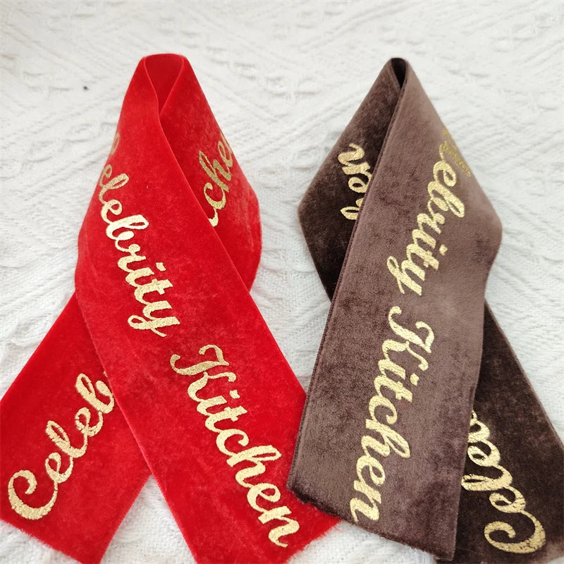 Custom38mm Velvet Wreath Christmas Ribbon Luxury Single Face Handmade Craft Ornaments for Decoration