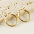 2023 New Vintage Style 18k Gold Plated Screw Twisted Hoop Earring Smooth Chunky Stainless Steel Hoop Earrings for Women