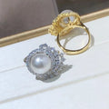 R1228 11-12mm Natural Freshwater Pearl Ring Accessory 925 Sterling Silver Adjustable Size Engagement Jewelry Ring for Women