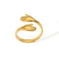 Korean Stylish Stainless Steel Gold Plated Hug Me Hand Embrace Creative Open Rings for Ladies