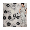 Manufacture Black Flower Embroidery 55 Linen 45 Rayon  Lace Fabric