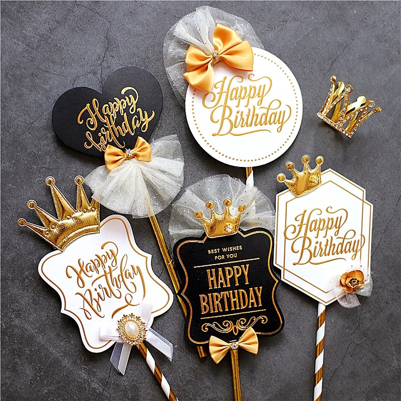 Royal King Crown Birthday Cake Topper for  Hot Sell Black & White Style Party Decoration Baking Supplies Love Gifts