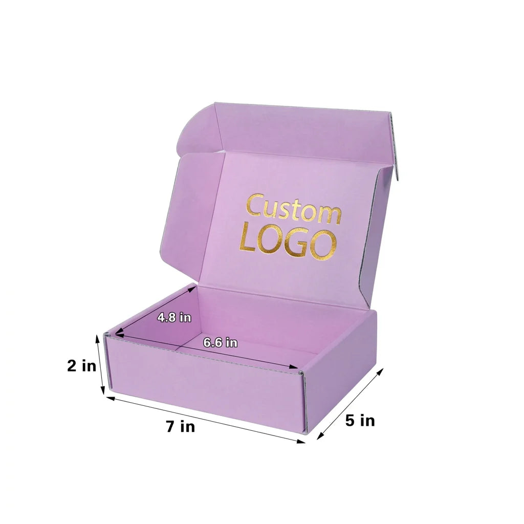 Custom Logo Printed 2mm Thick Coated Paper Mailing Box Purple Cardboard Paper Mailer Shipping Boxes for Clothing Gift Packaging