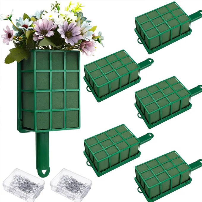 Floral Foam Cage for Fresh Flowers Rectangle Styrofoam Mud with Wet Handle ABSORBENT Sponge Plastic for Florist Arrangements