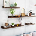 Custom Modern Office Home Bathroom Wall Mounted Storage Organizer Rack Natural Rustic Set 3 Floating Shelves Solid Wood Display