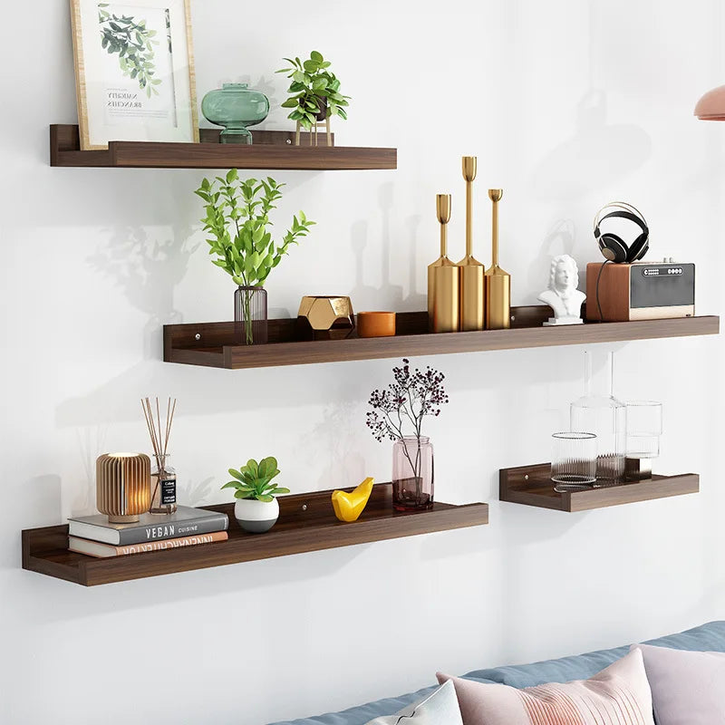 Custom Modern Office Home Bathroom Wall Mounted Storage Organizer Rack Natural Rustic Set 3 Floating Shelves Solid Wood Display