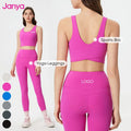Janya 2 PCS Workout Wear Set High Waist Fitness Yoga Leggings Gym Sports Bra Wholesale Solid Top Sets with Fixed Pads for Women