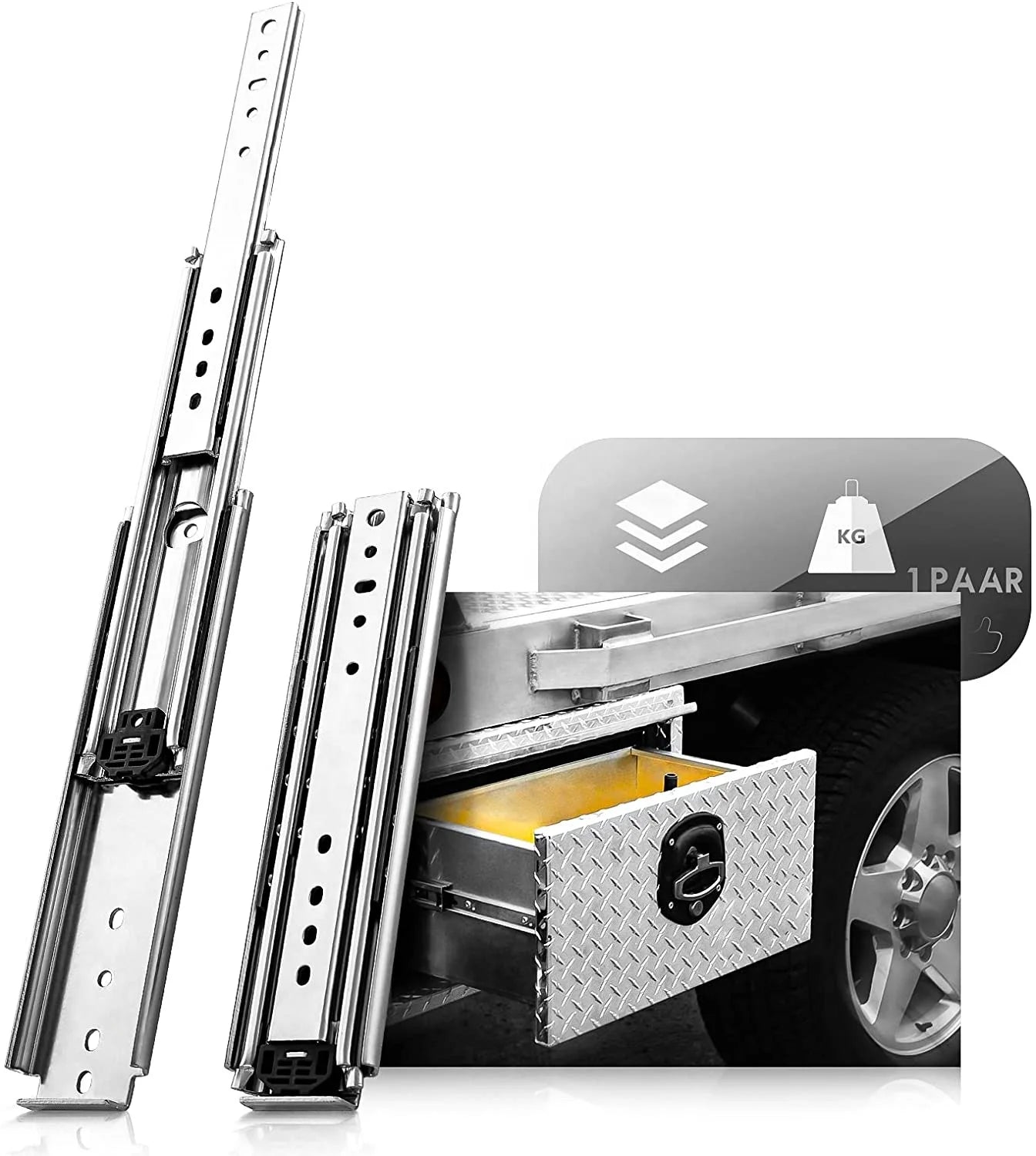 SNEIDA 225kg Heavy Duty Ball Bearing Runners Telescopic Drawer Slide Rail for Kitchen Dining Outdoor Gym for Camper DIY