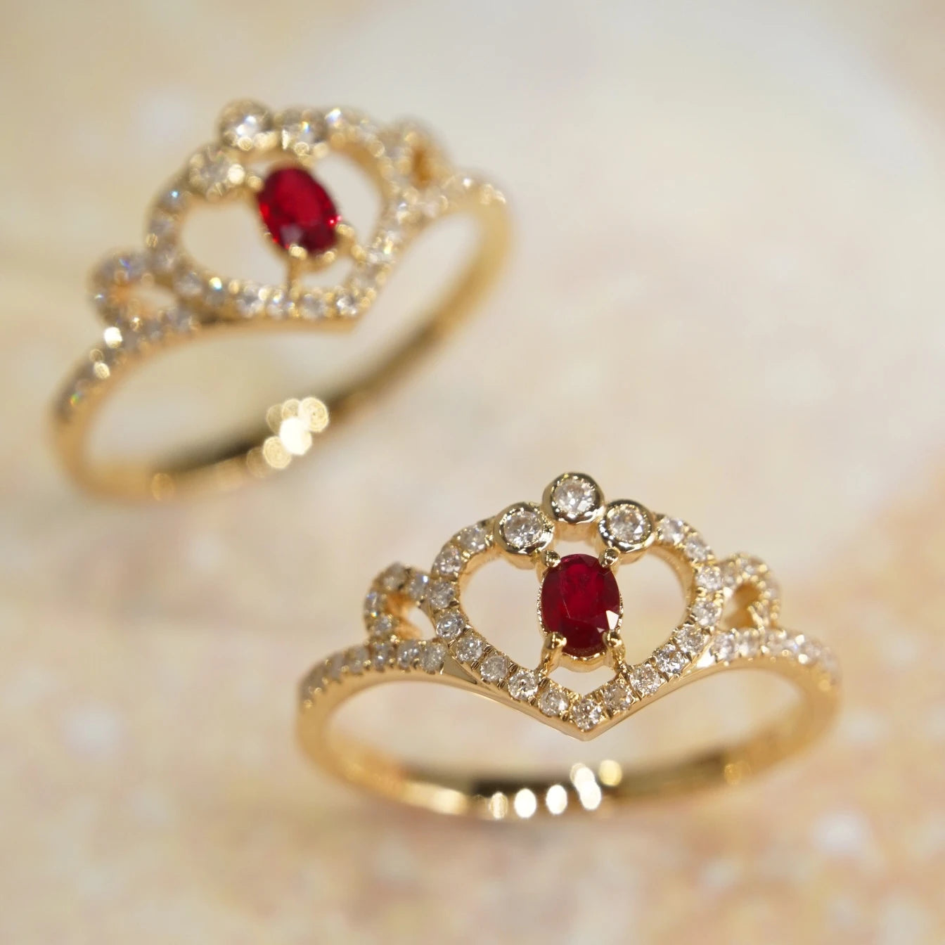 H&F Natural Oval Shaped Ruby and Gold Ring AU750 585 375 Customized Natural Ruby Ring with Diamonds